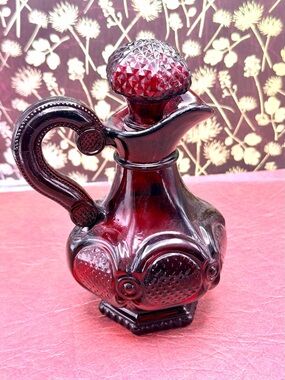 Vintage-Style Red Glass Pitcher Bottle by
